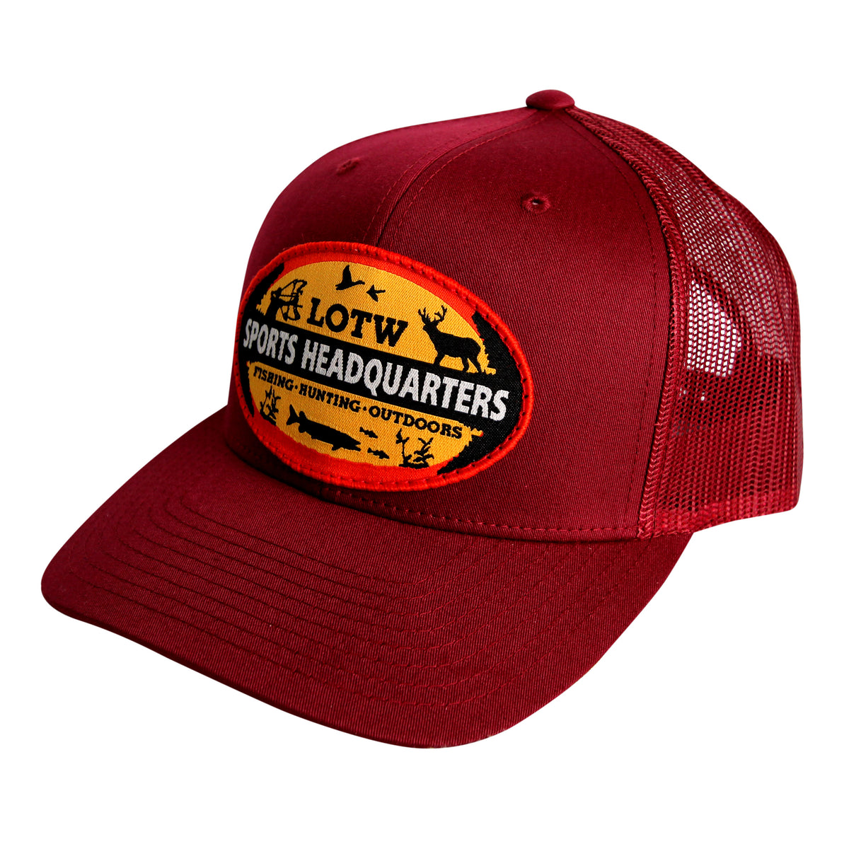 LOTW Sports Headquarters Retro Snapback Trucker Hats - Cranberry