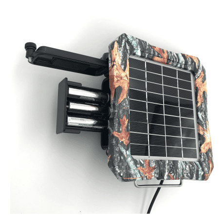 Solar panel with camouflage design on a white background