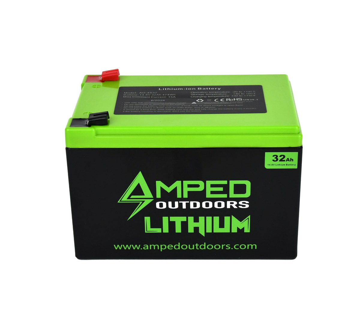 Amped Outdoors Bluetooth 14V 32AH NMC Lithium Battery