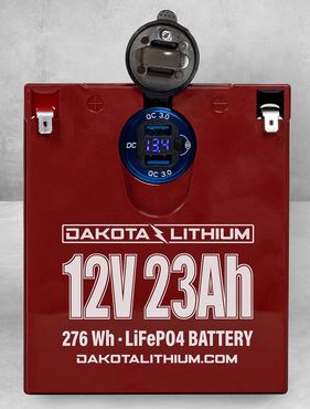 Dakota Lithium 12v 23Ah Battery with Dual USB Ports &amp; Voltmeter