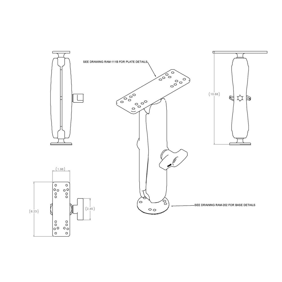 RAM Universal C Size Long Arm Electronics Mount