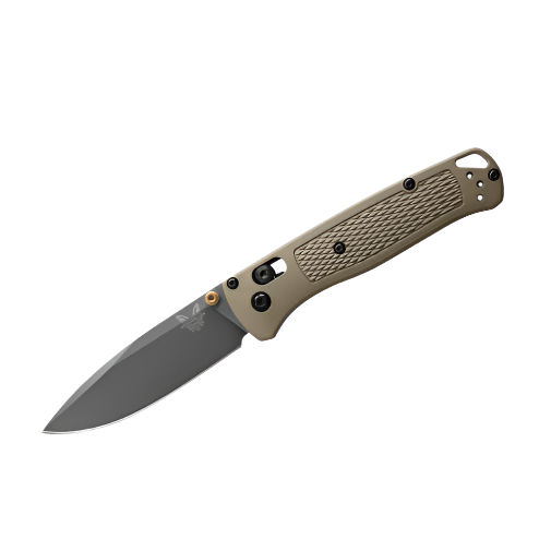Folding knife with a ranger green handle on a white background