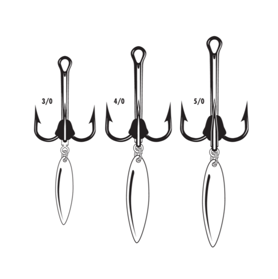 VMC Bladed Round Treble 1X Strong Willow Blade Hooks