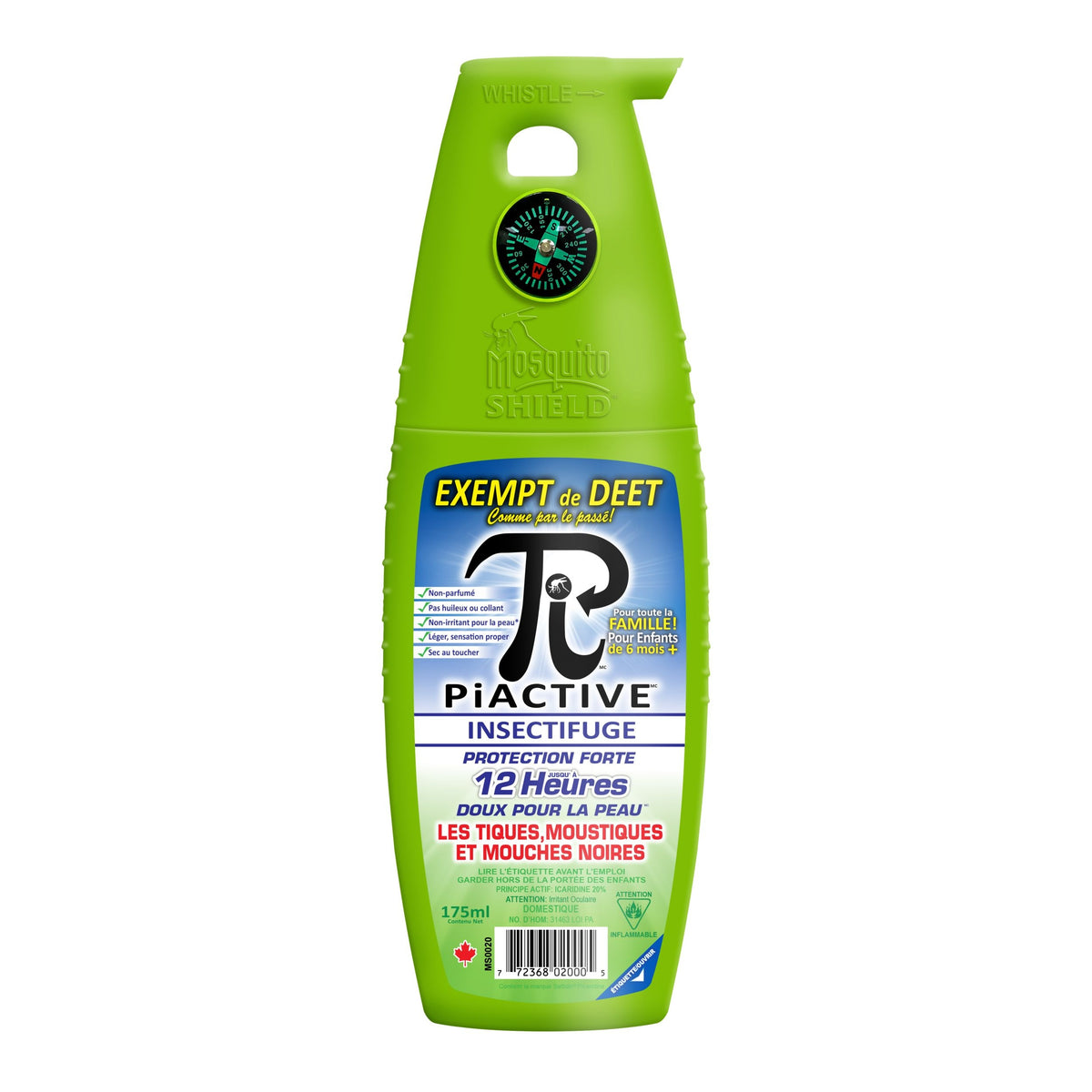 PiActive 12-Hour DEET-Free Mosquito/Insect Repellent Spray