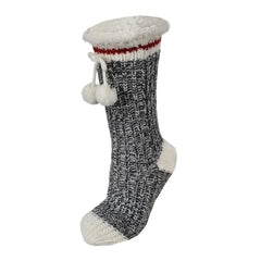 Ganka Slippers Socks Acrylic Knit Plush Pompom