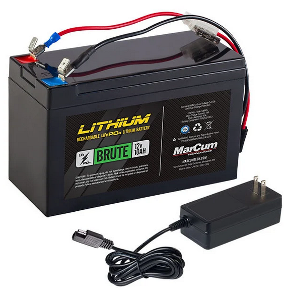 MarCum &quot;Brute&quot; Lithium 12V 10AH LiFePO4 Battery and 3amp Charger Kit