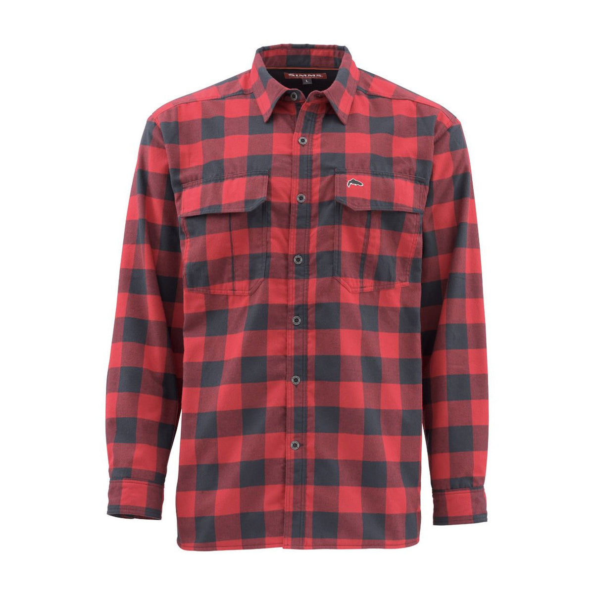 Simms Cold Weather Long Sleeve Shirt - Red Buffalo Plaid