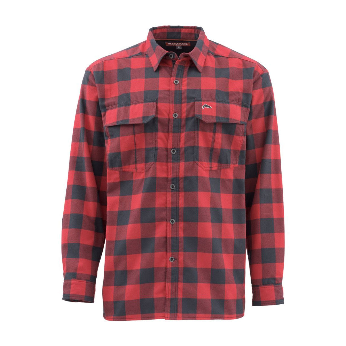 Simms Cold Weather Long Sleeve Shirt - Red Buffalo Plaid