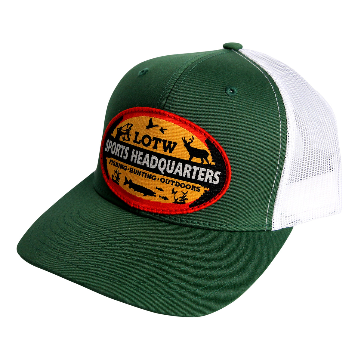 LOTW Sports Headquarters Retro Snapback Trucker Hats - Evergreen/White