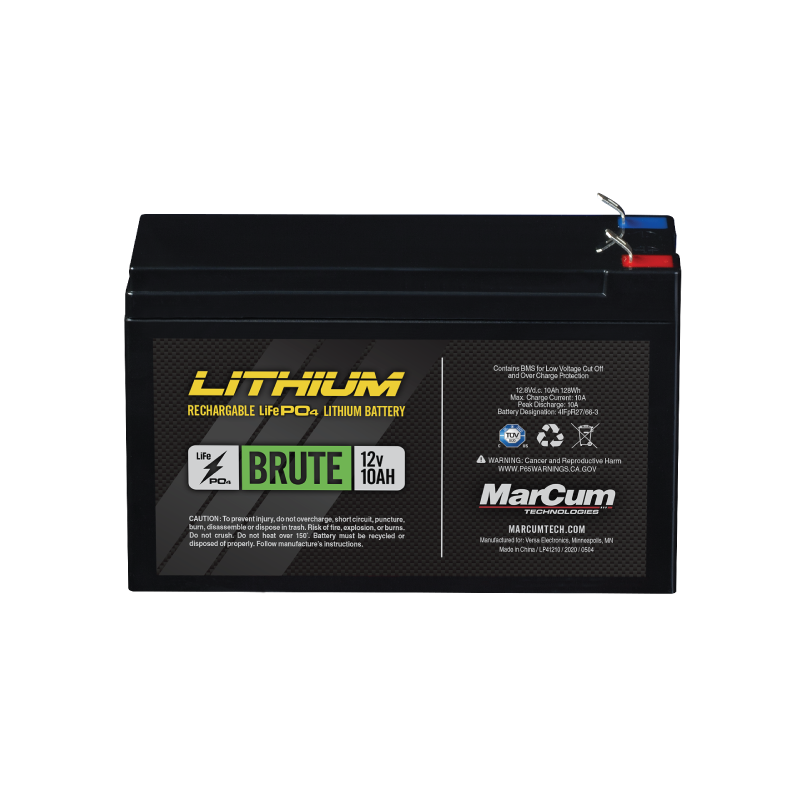Marcum Lithium 12V 10AH LifePO4 &quot;BRUTE&quot; Battery