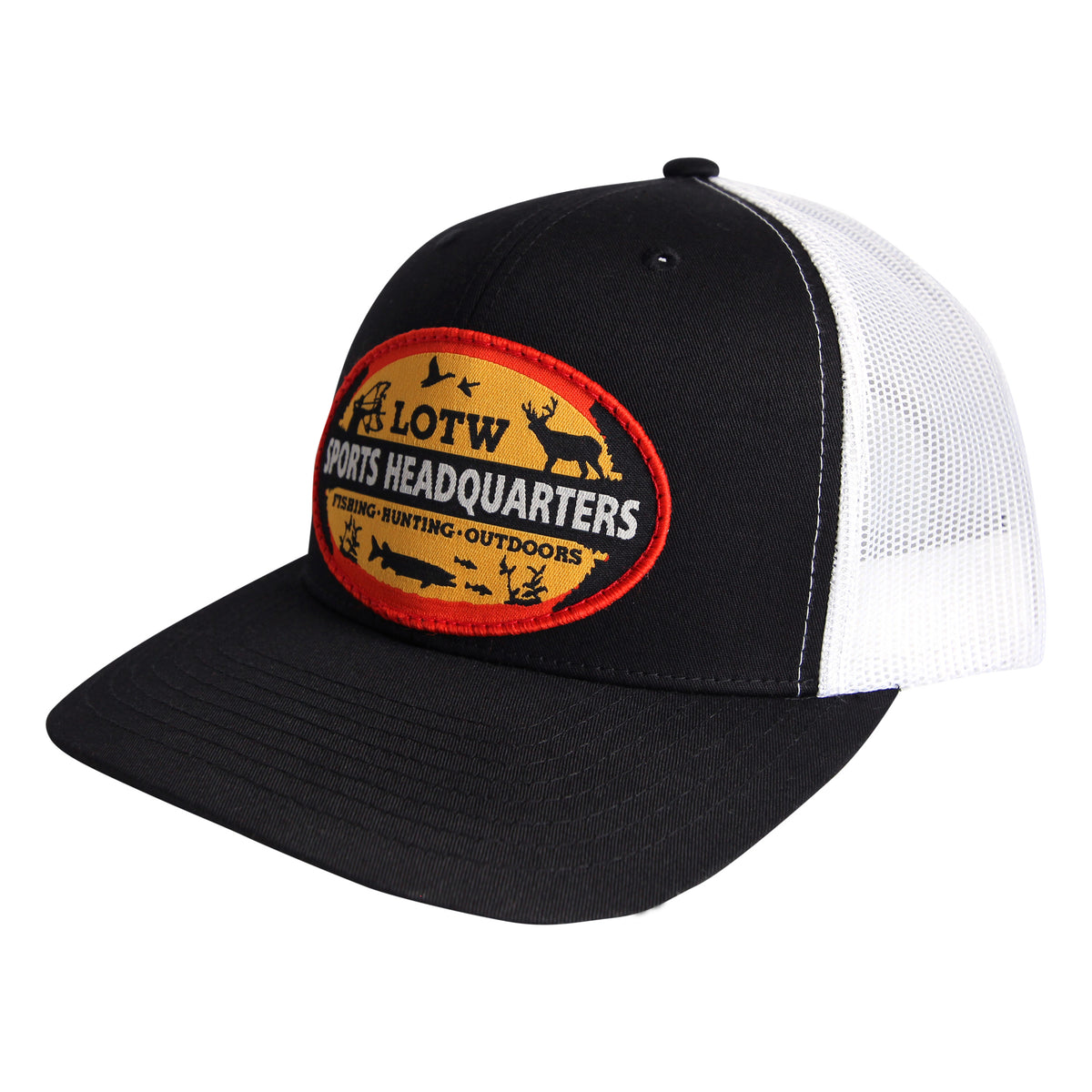 LOTW Sports Headquarters Retro Snapback Trucker Hats - Black/White