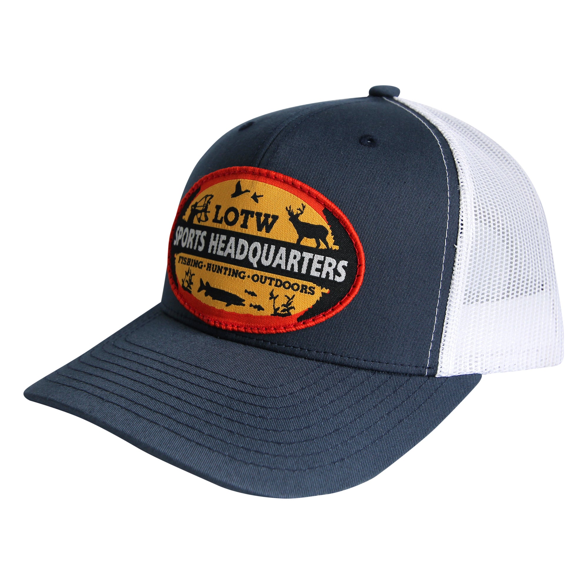 LOTW Sports Headquarters Retro Snapback Trucker Hats - Black/White