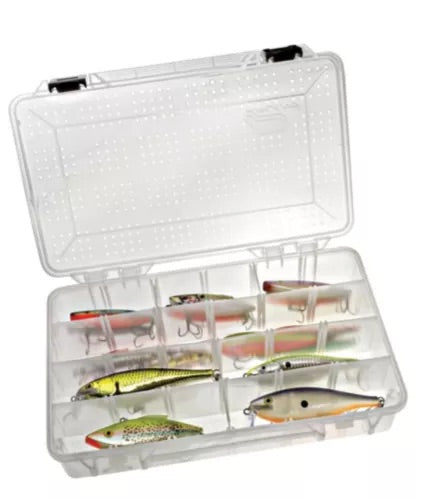 Small Waterproof Hard Fishing Tackle Box Portable Case Hooks Lure Baits Storage Box Containers For Storing Swivels Jigs Hooks Sinker 10 Compartments (