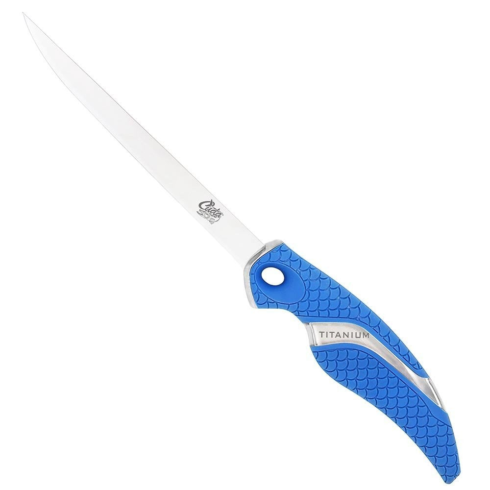 Cuda Titanium Bonded Folding Fillet Knife, Corrosion Resistant, 6.5-in, Blue
